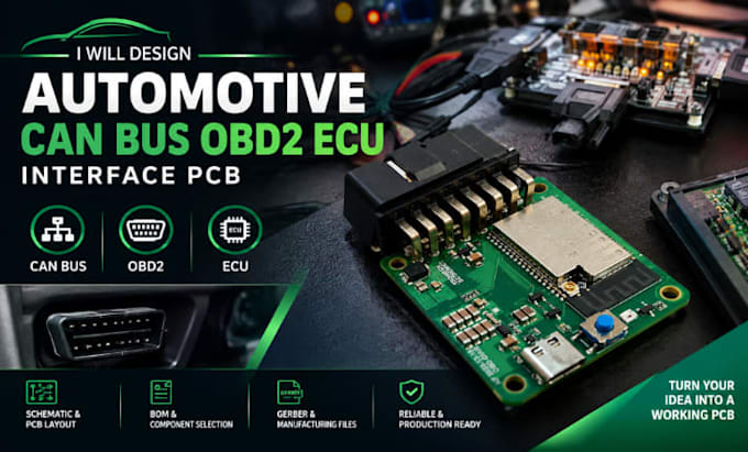 design automotive can bus obd2 ecu interface pcb