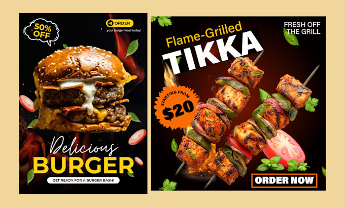 create a food poster and restaurant poster poster design