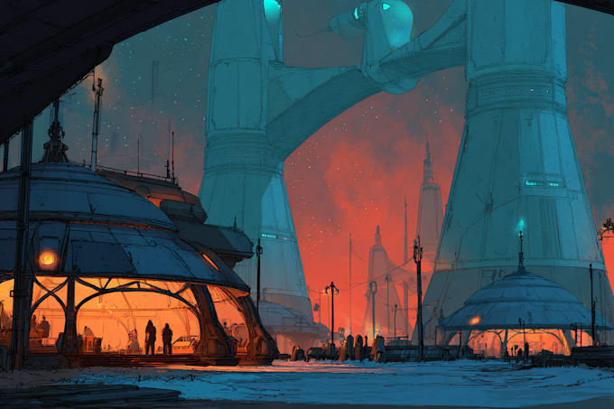 draw futuristic characters, worlds and environments