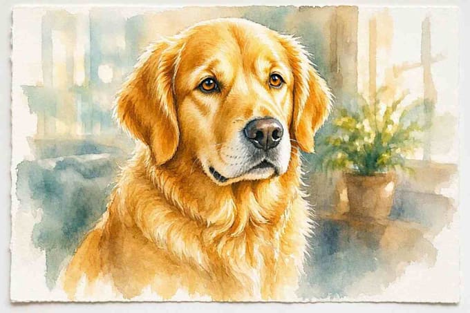 create a custom watercolor pet portrait or pet painting