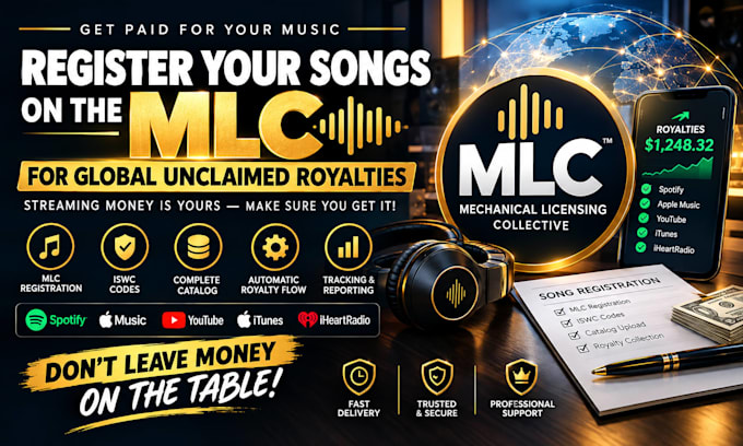 register your songs on the mlc for global unclaimed royalties