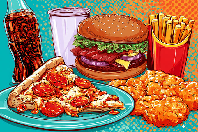 make a food pop art illustration