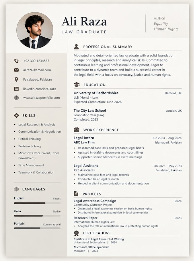 create an ats friendly resume for students and entry level jobs