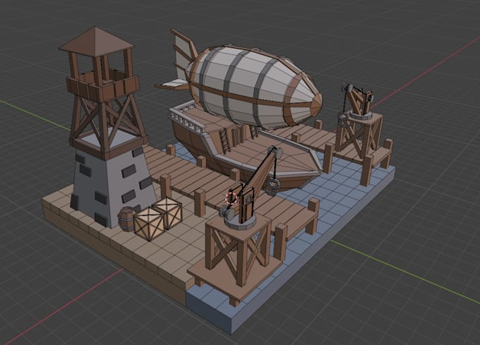 create low poly and mid poly 3d models assets and characters