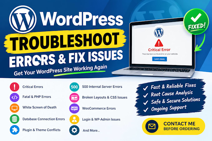 troubleshoot wordpress errors and fix website issues