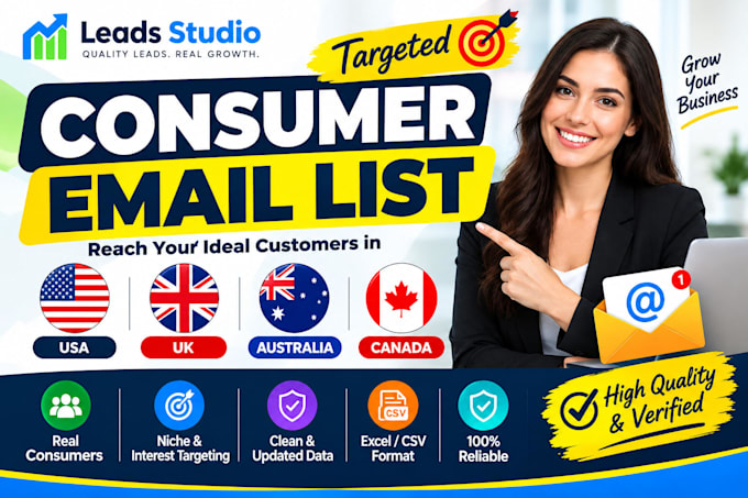 build targeted consumer email lists for USA UK australia and canada