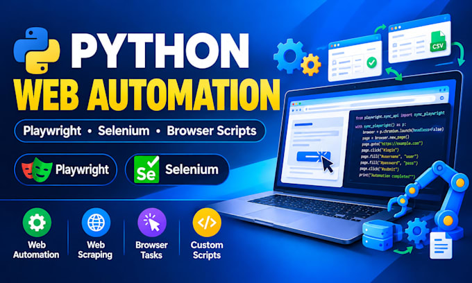dev playwright or selenium python script for web browser and task automation