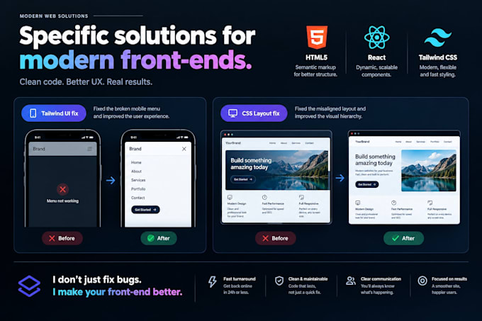 fix your front end website bugs, react or custom code issues