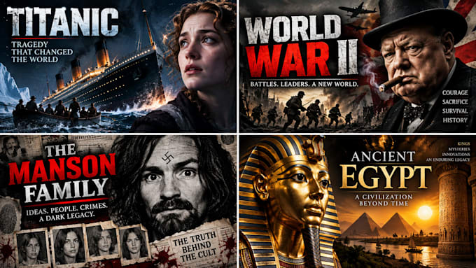 design cinematic history and documentary youtube thumbnails