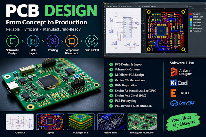 design professional pcb, schematic and pcb layout
