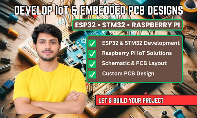 develop iot and embedded pcb designs using esp32, stm32 and raspberry pi