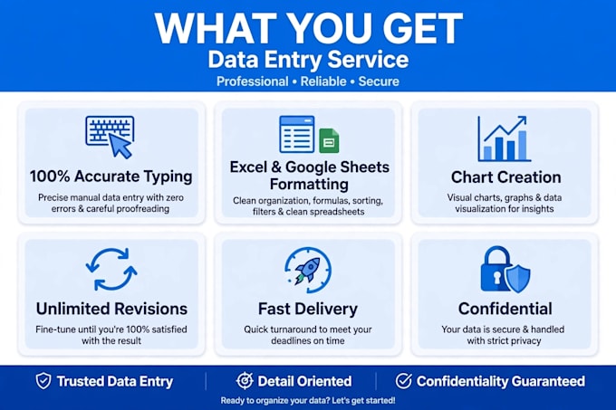 do 20 data entry typing in excel and google sheets in 1 day