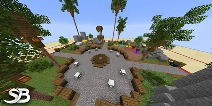 build minecraft map, spawn, lobby, hub, castle, terrain and worldpainter world