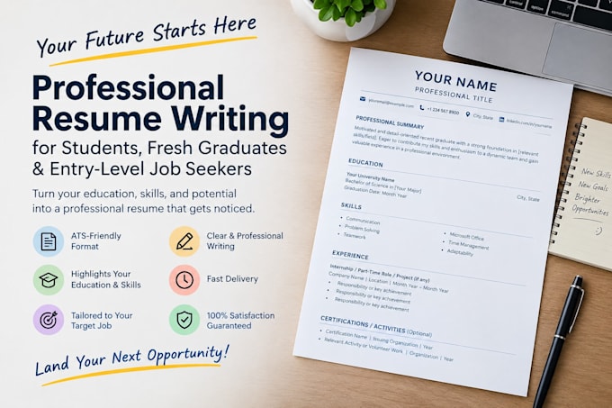 write an ats friendly resume for students, fresh graduates and entry level