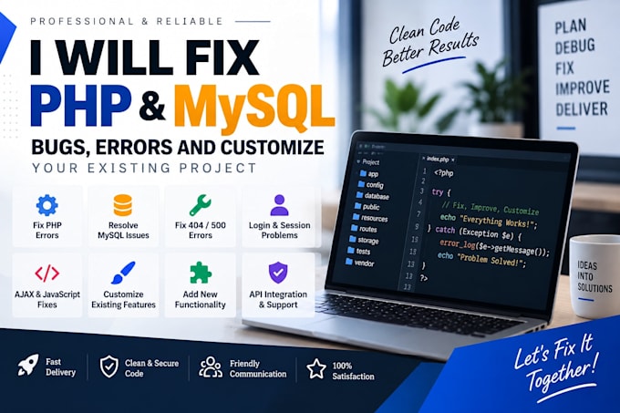 fix PHP bugs, errors and customize your existing website