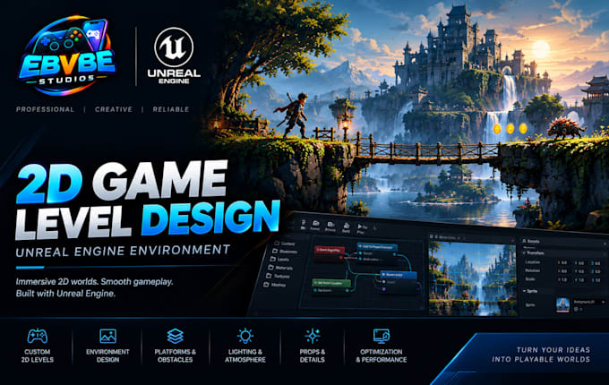 develop 2d game level and environment in unreal engine