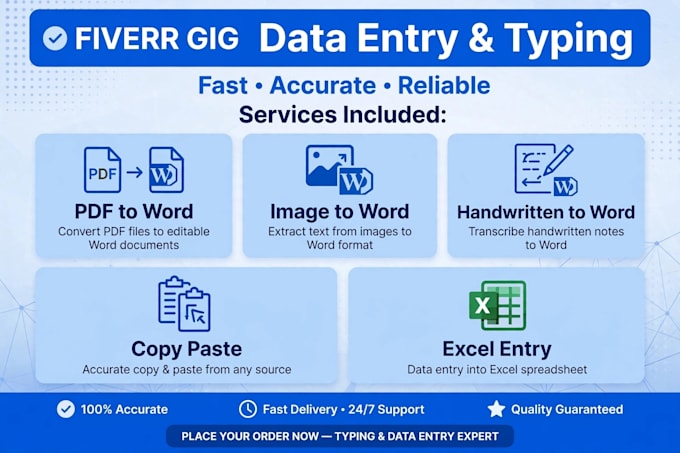 do data entry copy paste typing excel work
