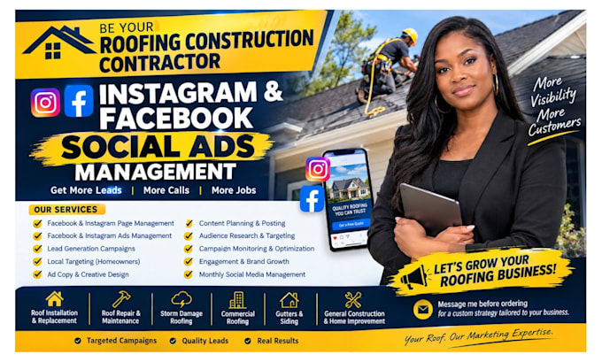 be your roofing construction contractor instagram facebook social ads management