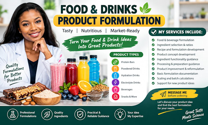 formulate food and drinks products with professional recipes