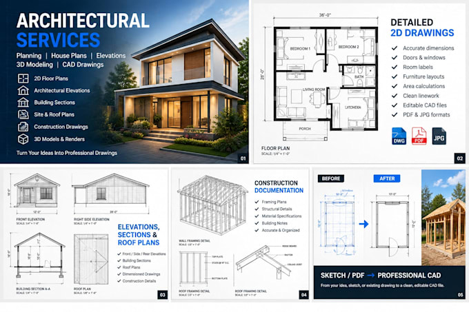 architectural planning, house plans, elevation and cad drawing
