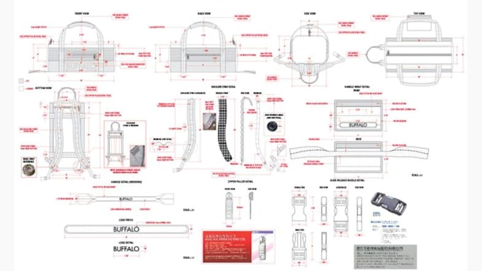 design fashion bag tech pack and backpack prototype sample for manufacturing