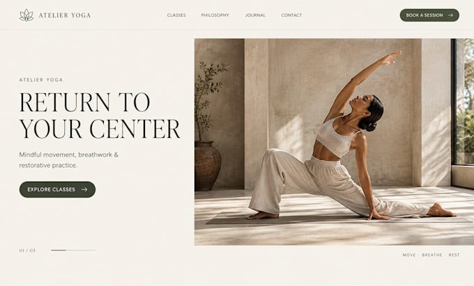 design wix yoga studio website squarespace yoga instructor wellness website