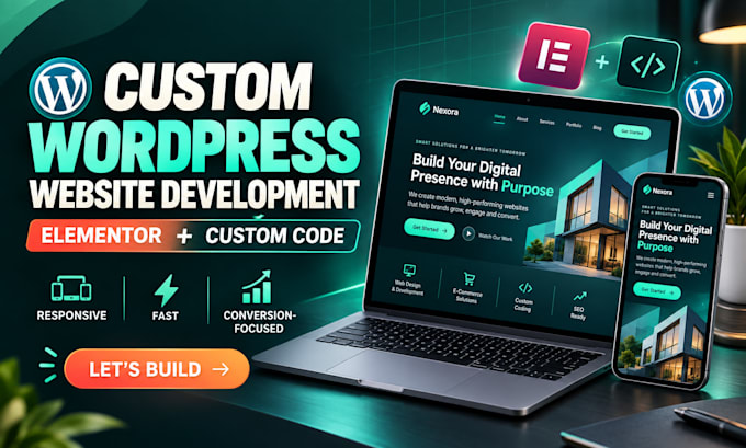 develop a custom wordpress website with elementor and custom coding