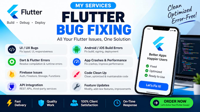 fix flutter app bugs errors and issues