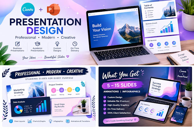 design canva presentation and powerpoint slides