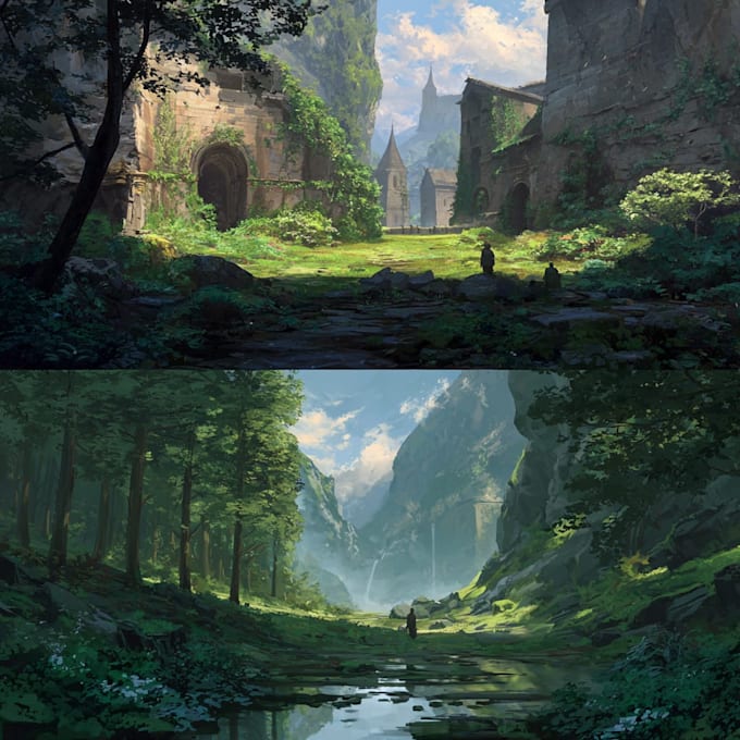 create 2d game environment concept art and illustration
