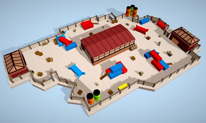 create custom 3d game map, game environment, level design and map blockout
