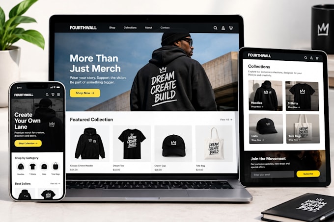 do fourthwall website, fourthwall merch store, etsy setup pod store, shopify pod