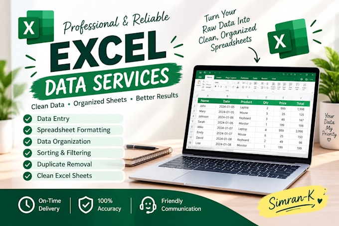 organize and format messy excel data into clean spreadsheets