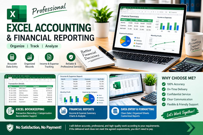 do excel accounting, data entry and financial reports