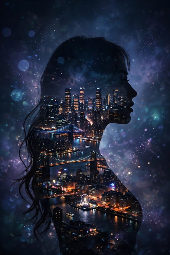 create double exposure portrait and aesthetic ai photo editing
