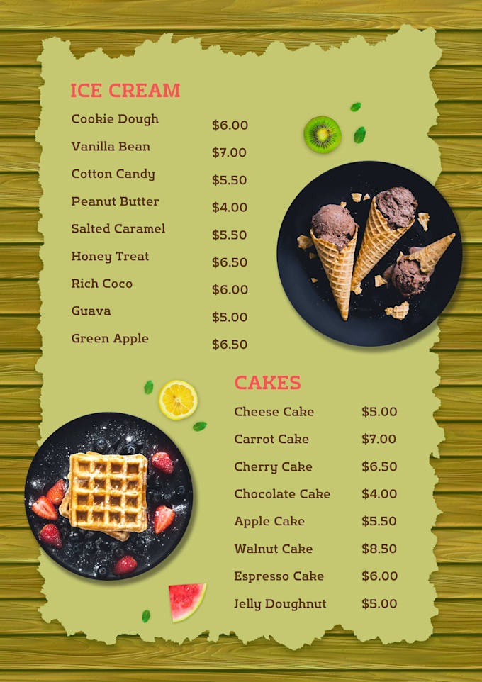 design a food menu design