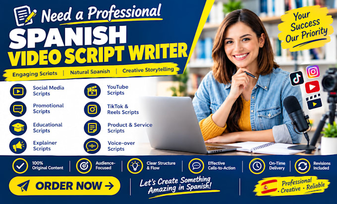 write engaging video scripts and social media video scripts in spanish