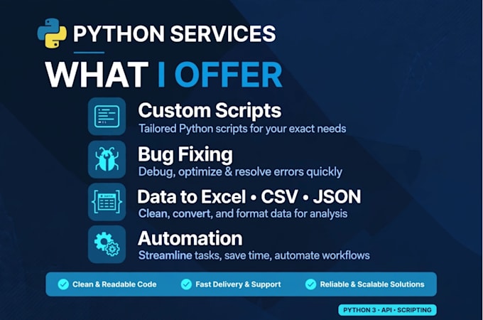 python automation, web scraping, python scripts and bug fixing