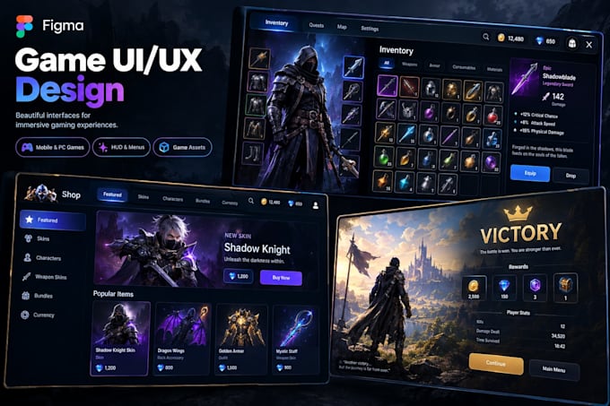 create catchy game UI UX design and assets