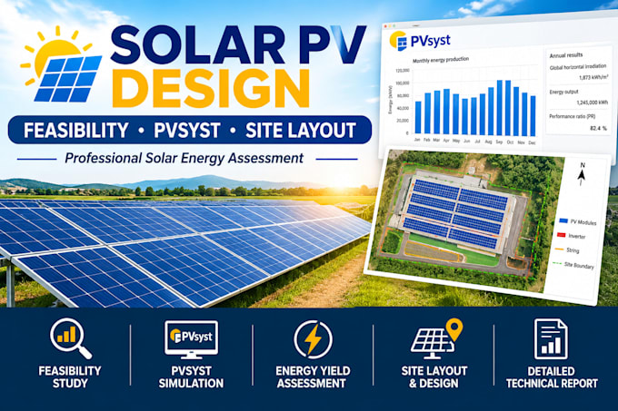 do solar pv feasibility, pvsyst yield and site layout