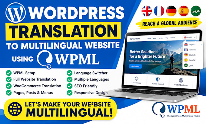 translate convert shopify wordpress website to multilingual website using wpml