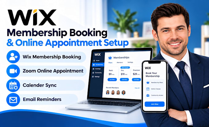 do wix membership booking,zoom online appointment, calender sync,email reminders
