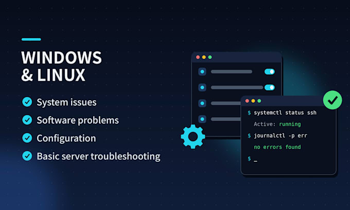 troubleshoot windows, linux, network, and software issues