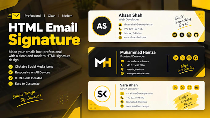 create custom clickable html email signature, outlook signature