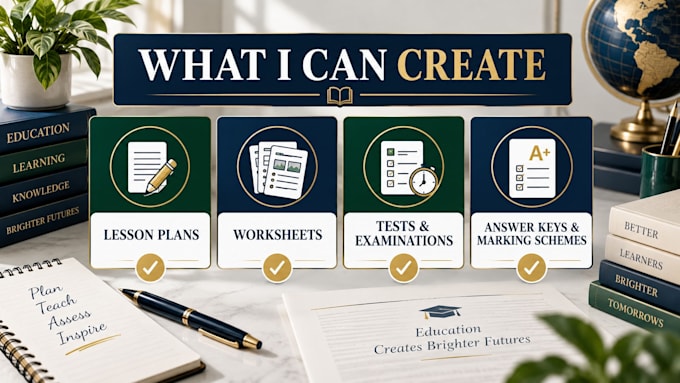 create lesson plans, worksheets, tests and answer keys