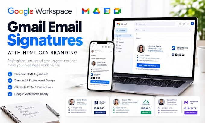 create google workspace gmail email signatures with HTML cta branding