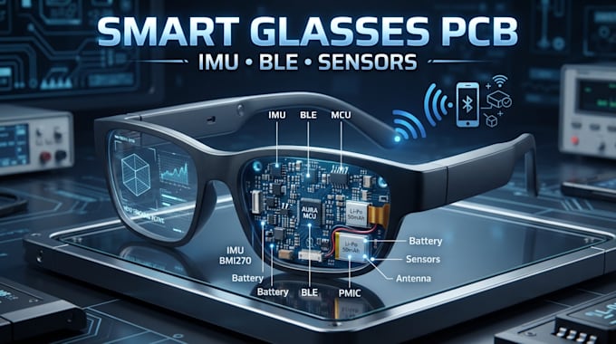 design smart glasses pcb with imu, ble and sensor integration