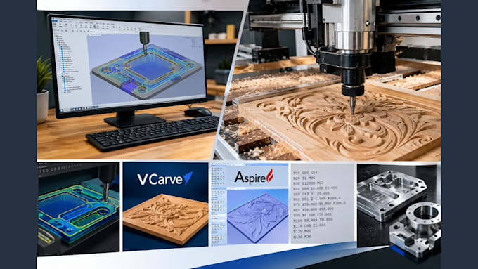 create custom cnc gcode, vcarve, tool path aspire cnc programming, cnc machining