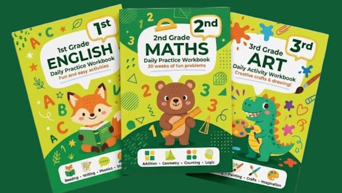 design kids educational workbook, interactive kid worksheet, kid activity book