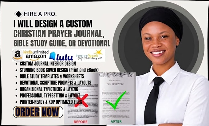 design a custom christian prayer journal, bible study guide, or devotion